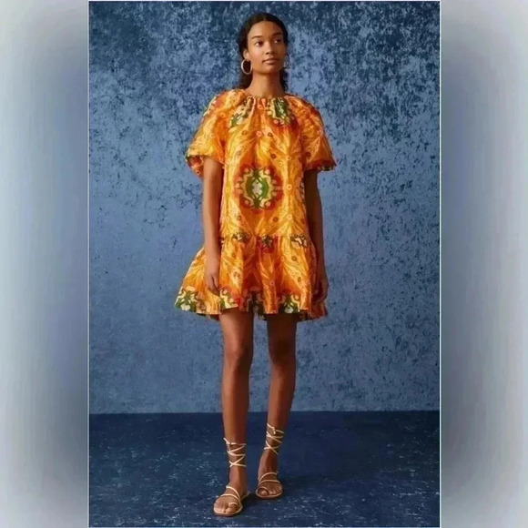 New Marie Oliver Greta Dress Marigold Trellis Sz M $338.00 - Picture 14 of 15